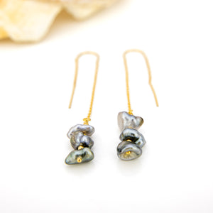 READY TO SHIP Civa Fiji Keshi Pearl Threader Earrings - 14k Gold Fill FJD$