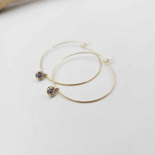 Load image into Gallery viewer, READY TO SHIP - Zirconia Charm Hoop Earrings - 14k Gold Fill FJD$
