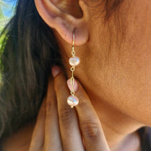 Load image into Gallery viewer, READY TO SHIP - Freshwater Pearl Drop Earrings with Chain Detail - 14k Gold Fill FJD$
