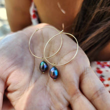Load image into Gallery viewer, READY TO SHIP Freshwater Pearl Hoop Earrings - 14k Gold Fill FJD$
