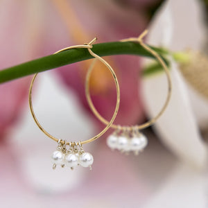 READY TO SHIP Hoop Earrings with Freshwater Pearls - 14k Gold Fill FJD$