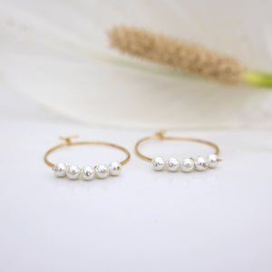 READY TO SHIP Hoop Earrings with Freshwater Pearls - 14k Gold Fill FJD$