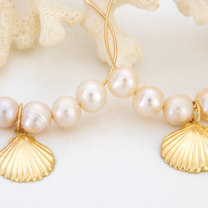 READY TO SHIP Freshwater Pearl & Mermaid Charm Earrings in 14k Gold Fill - FJD$