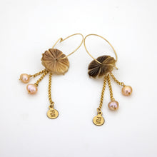 Load image into Gallery viewer, READY TO SHIP Mother of Pearl Hoop Earrings with Freshwater Pearls in 14k Gold Fill - FJD$
