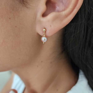 READY TO SHIP - Freshwater Pearl Stud Earrings - 14k Gold Fill FJD$