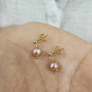 READY TO SHIP - Freshwater Pearl Stud Earrings - 14k Gold Fill FJD$