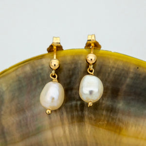READY TO SHIP Freshwater Pearl Stud Earrings - 14k Gold Fill FJD$