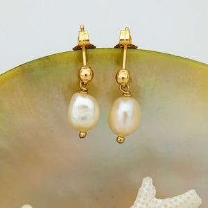 READY TO SHIP Freshwater Pearl Stud Earrings - 14k Gold Fill FJD$