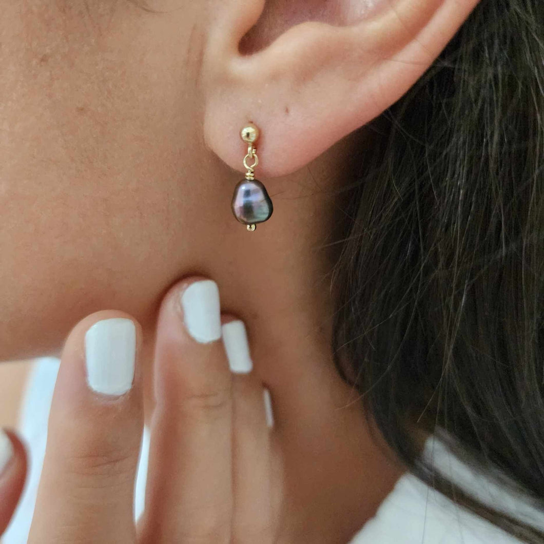 READY TO SHIP - Freshwater Pearl Stud Earrings - 14k Gold Fill FJD$
