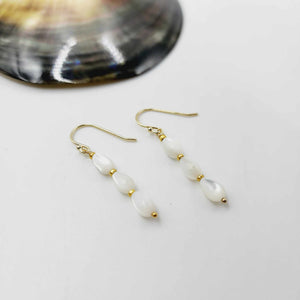 READY TO SHIP Mother of Pearl Drop Earrings - 14k Gold Fill FJD$