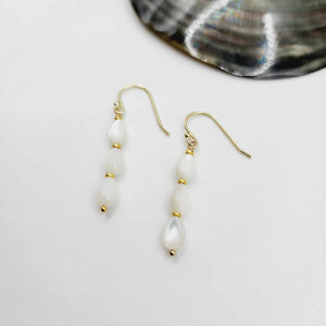 READY TO SHIP Mother of Pearl Drop Earrings - 14k Gold Fill FJD$