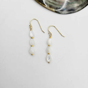 READY TO SHIP Mother of Pearl Drop Earrings - 14k Gold Fill FJD$