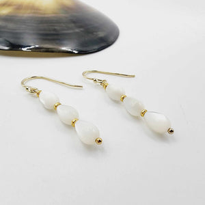 READY TO SHIP Mother of Pearl Drop Earrings - 14k Gold Fill FJD$