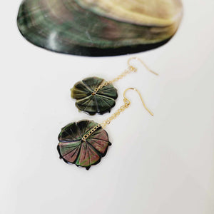 READY TO SHIP Hibiscus Mother of Pearl Drop Earrings - 14k Gold Fill FJD$