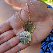 Load image into Gallery viewer, READY TO SHIP Hibiscus Mother of Pearl Drop Earrings - 14k Gold Fill FJD$
