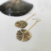 Load image into Gallery viewer, READY TO SHIP Hibiscus Mother of Pearl Drop Earrings - 14k Gold Fill FJD$
