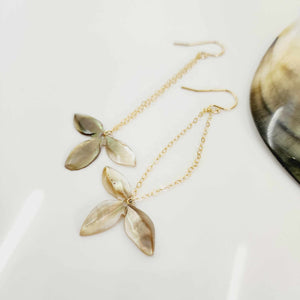 READY TO SHIP Flower Mother of Pearl Drop Earrings - 14k Gold Fill FJD$