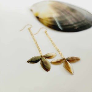 READY TO SHIP Flower Mother of Pearl Drop Earrings - 14k Gold Fill FJD$