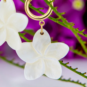 READY TO SHIP Mother of Pearl Drop Huggie  Earrings - 14k Gold Fill