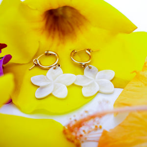READY TO SHIP Mother of Pearl Drop Huggie  Earrings - 14k Gold Fill