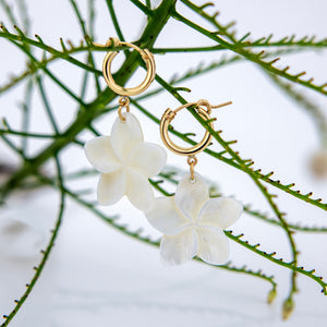 READY TO SHIP Mother of Pearl Drop Huggie  Earrings - 14k Gold Fill