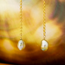 Load image into Gallery viewer, READY TO SHIP Mother of Pearl &amp; Fiji Keshi Pearl Earrings - 14k Gold Fill FJD$

