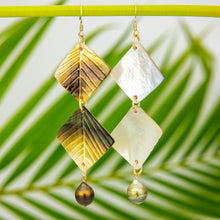 Load image into Gallery viewer, READY TO SHIP Mother of Pearl &amp; Civa Fiji Pearl Earrings - 18k Gold Vermeil FJD$
