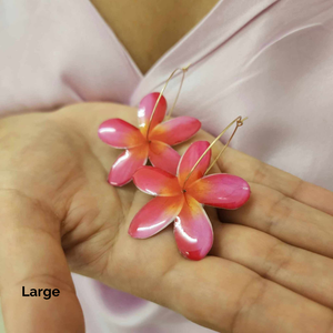 READY TO SHIP Frangipani Flower Resin Hoop Earrings - 14k Gold Fill FJD$