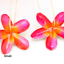 Load image into Gallery viewer, READY TO SHIP Frangipani Flower Resin Hoop Earrings - 14k Gold Fill FJD$
