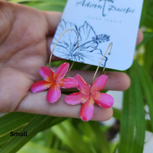 Load image into Gallery viewer, READY TO SHIP Frangipani Flower Resin Hoop Earrings - 14k Gold Fill FJD$
