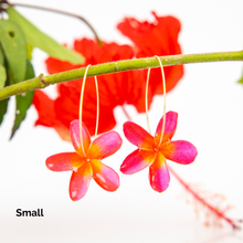 Load image into Gallery viewer, READY TO SHIP Frangipani Flower Resin Hoop Earrings - 14k Gold Fill FJD$

