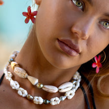 Load image into Gallery viewer, READY TO SHIP Frangipani Flower Resin Hoop Earrings - 14k Gold Fill FJD$
