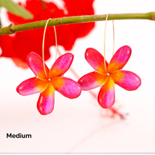 Load image into Gallery viewer, READY TO SHIP Frangipani Flower Resin Hoop Earrings - 14k Gold Fill FJD$
