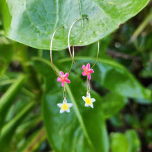 Load image into Gallery viewer, READY TO SHIP Frangipani &amp; Hibiscus Flower Hoop Earrings - 14k Gold Fill FJD$
