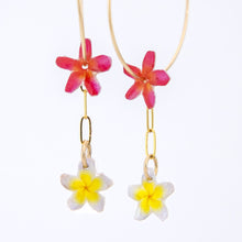 Load image into Gallery viewer, READY TO SHIP Frangipani &amp; Hibiscus Flower Hoop Earrings - 14k Gold Fill FJD$
