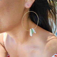 Load image into Gallery viewer, READY TO SHIP Shell &amp; Seaglass Hoop Earrings - 14k Gold Filled FJD$
