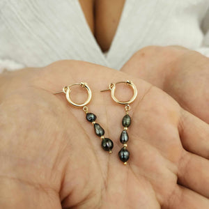 CONTACT US TO RECREATE THIS SOLD OUT STYLE Tahitian Keshi Pearl Huggie Earrings - 14k Gold Fill FJD$
