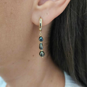 CONTACT US TO RECREATE THIS SOLD OUT STYLE Tahitian Keshi Pearl Huggie Earrings - 14k Gold Fill FJD$
