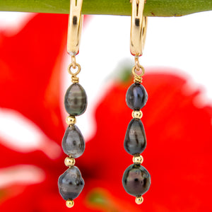 CONTACT US TO RECREATE THIS SOLD OUT STYLE Tahitian Keshi Pearl Huggie Earrings - 14k Gold Fill FJD$