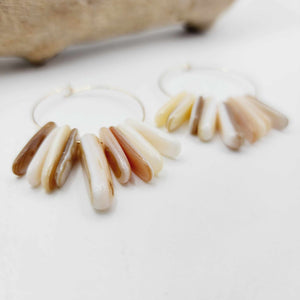READY TO SHIP Tumbled Shell Hoop Earrings - 14k Gold Fill FJD$
