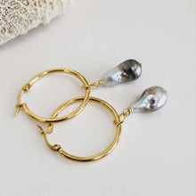Load image into Gallery viewer, Civa Fiji Pearl Hoop Earrings - Gold Plated FJD$
