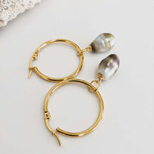 Load image into Gallery viewer, Civa Fiji Pearl Hoop Earrings - Gold Plated FJD$

