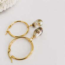 Load image into Gallery viewer, Civa Fiji Pearl Hoop Earrings - Gold Plated FJD$
