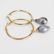 Load image into Gallery viewer, Civa Fiji Pearl Hoop Earrings - Gold Plated FJD$
