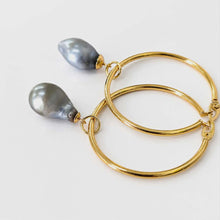 Load image into Gallery viewer, Civa Fiji Pearl Hoop Earrings - Gold Plated FJD$
