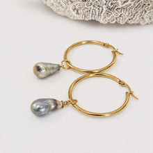 Load image into Gallery viewer, Civa Fiji Pearl Hoop Earrings - Gold Plated FJD$
