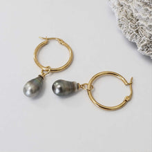 Load image into Gallery viewer, Civa Fiji Pearl Hoop Earrings - Gold Plated FJD$
