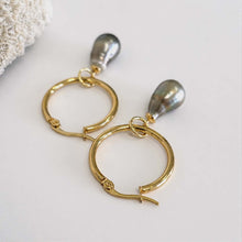 Load image into Gallery viewer, Civa Fiji Pearl Hoop Earrings - Gold Plated FJD$
