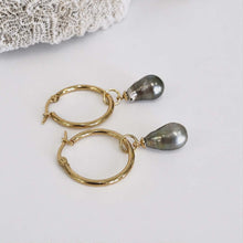 Load image into Gallery viewer, Civa Fiji Pearl Hoop Earrings - Gold Plated FJD$
