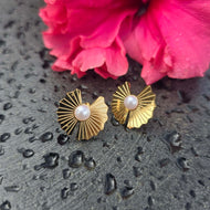 READY TO SHIP Freshwater Pearl Stud Earrings - Gold Plated FJD$